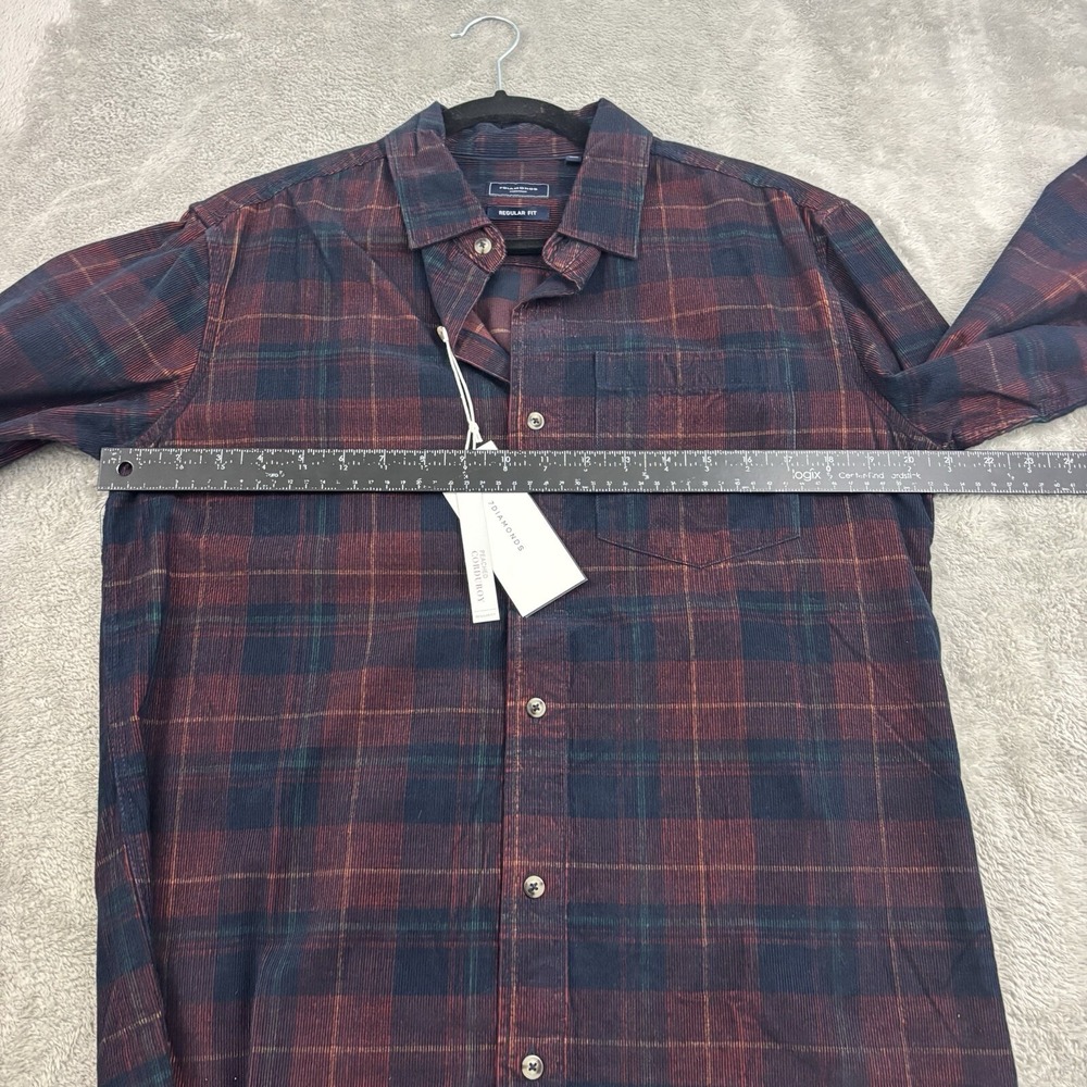 NWT 7Diamonds Peached Corduroy Button Up Shirt Mens‎ S Red Green Plaid Preppy - Picture 15 of 16